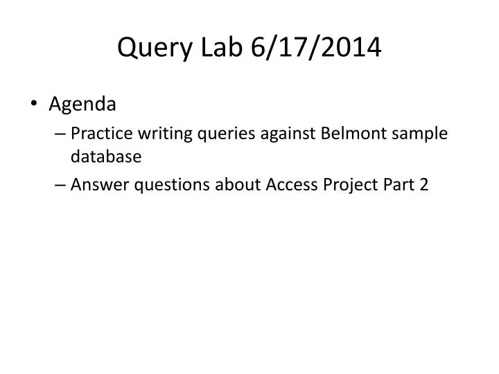 query lab 6 17 2014