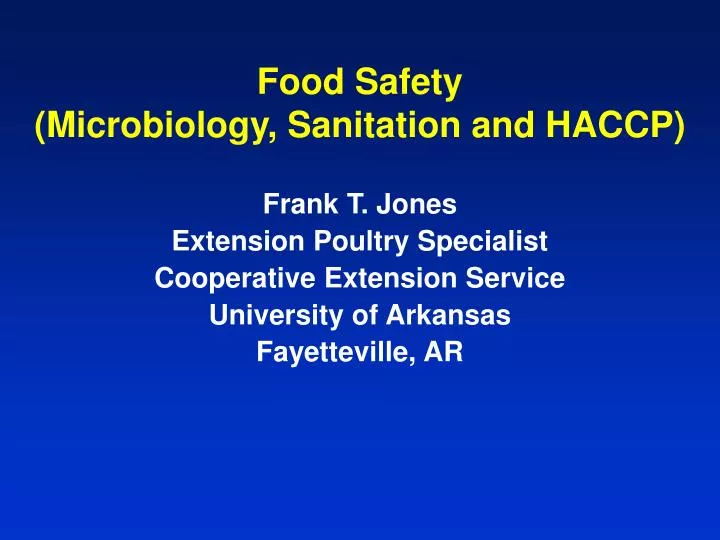 food safety microbiology sanitation and haccp