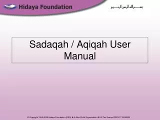 Sadaqah / Aqiqah User Manual