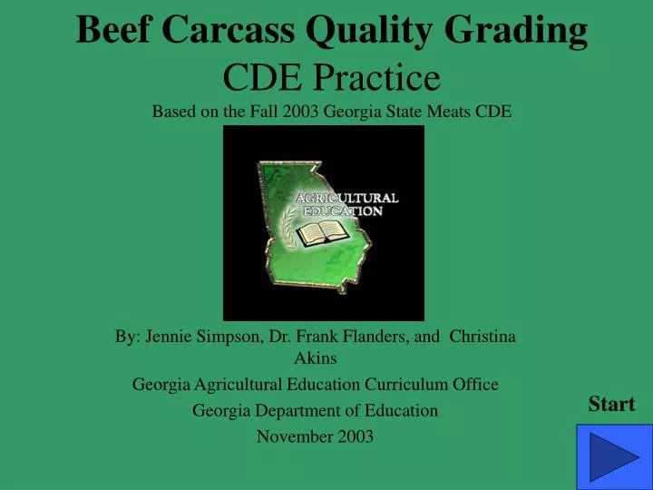 beef carcass quality grading cde practice based on the fall 2003 georgia state meats cde