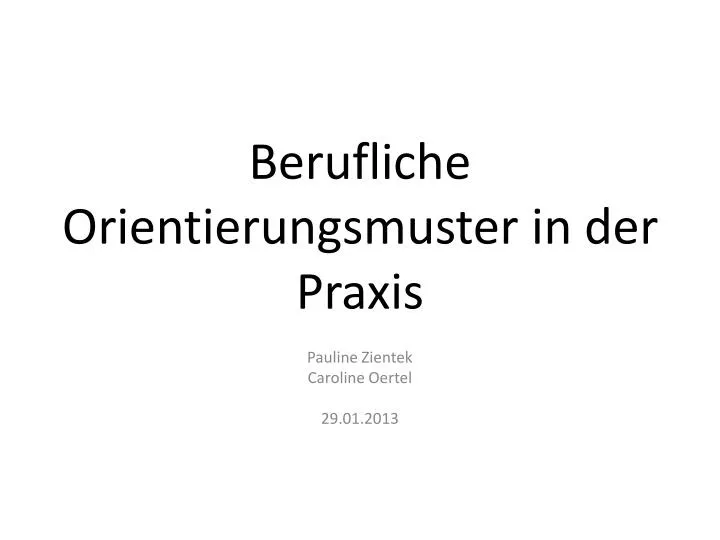 berufliche orientierungsmuster in der praxis