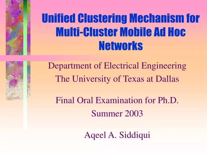 unified clustering mechanism for multi cluster mobile ad hoc networks
