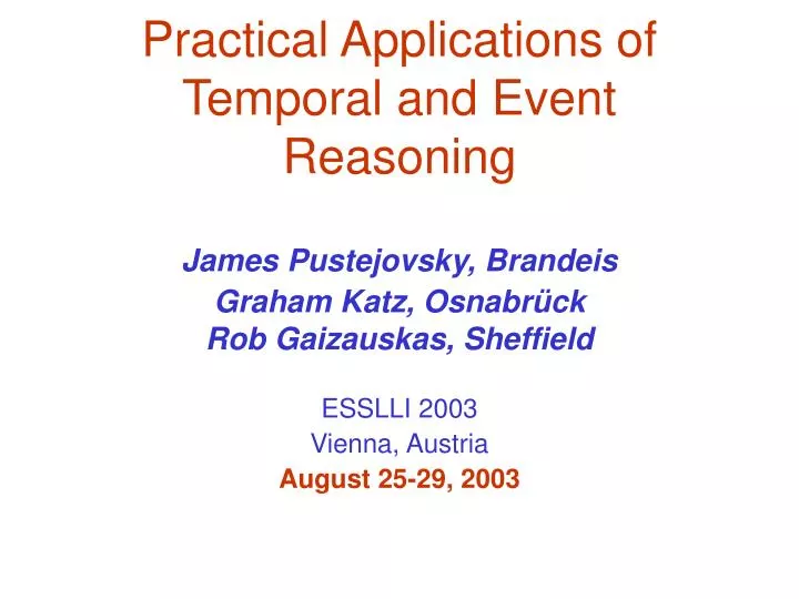 practical applications of temporal and event reasoning