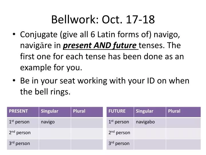 bellwork oct 17 18