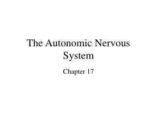 The Autonomic Nervous System