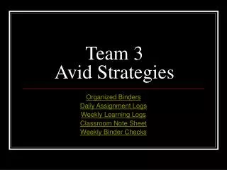 Team 3 Avid Strategies