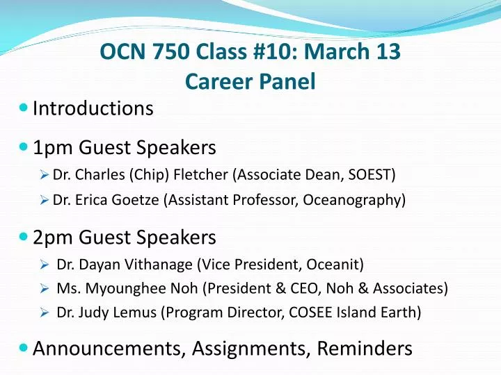 ocn 750 class 10 march 13 career panel