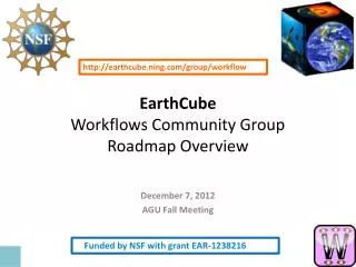 EarthCube Workflows Community Group Roadmap Overview