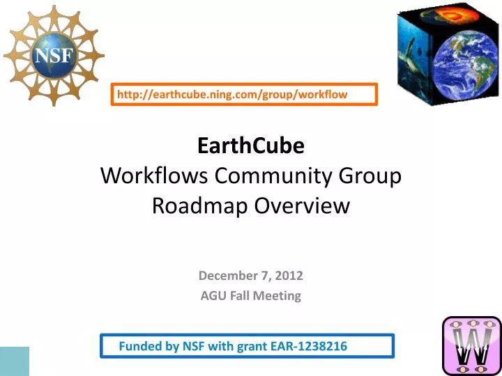 earthcube workflows community group roadmap overview