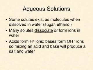 Aqueous Solutions