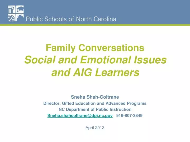 family conversations social and emotional issues and aig learners