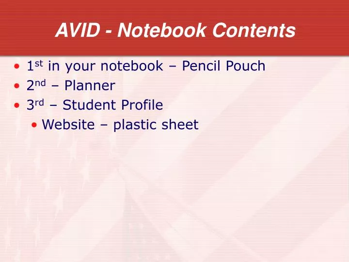 avid notebook contents