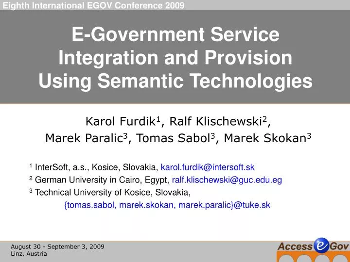 e government service integration and provision using semantic technologies