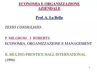 economia e organizzazione aziendale prof a la bella