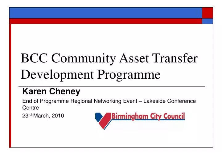bcc community asset transfer development programme