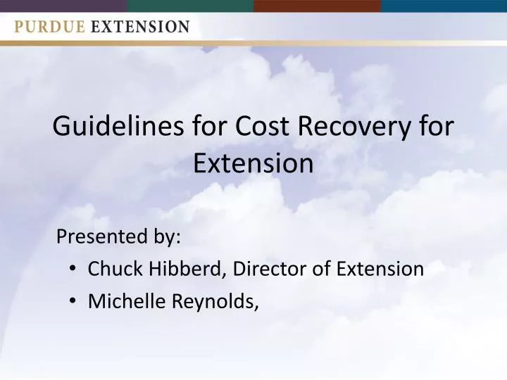 guidelines for cost recovery for extension