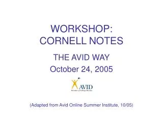 WORKSHOP: CORNELL NOTES