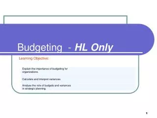 Budgeting - HL Only