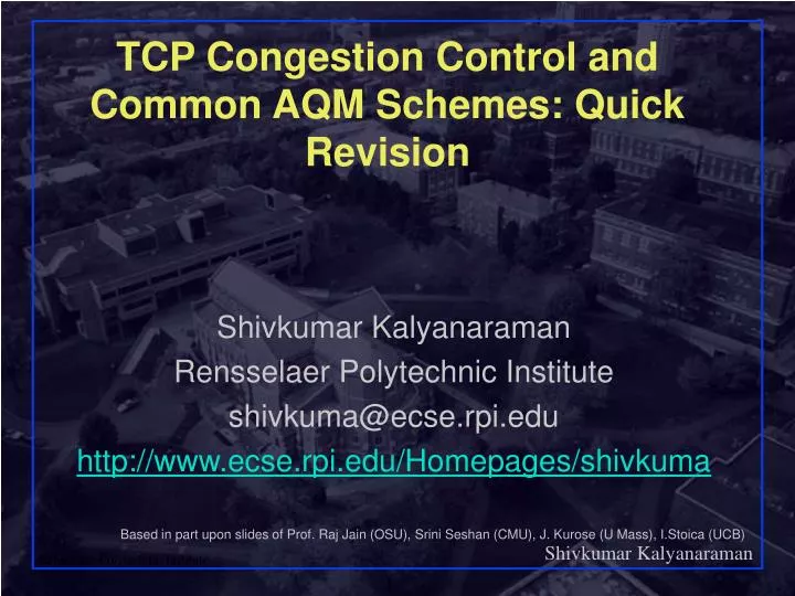 tcp congestion control and common aqm schemes quick revision