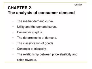 The market demand curve. Utility and the demand curve. Consumer surplus.