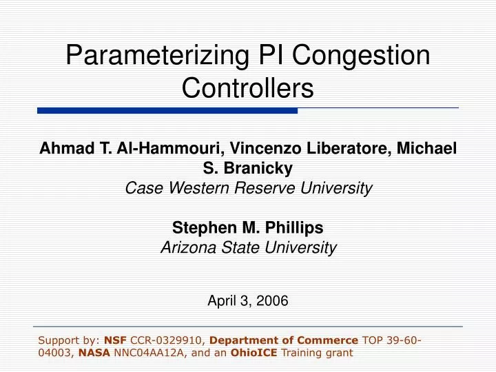 parameterizing pi congestion controllers