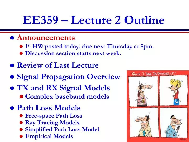 ee359 lecture 2 outline
