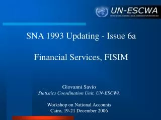 SNA 1993 Updating - Issue 6a Financial Services, FISIM