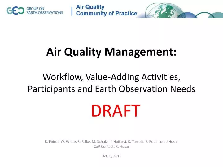 air quality management workflow value adding activities participants and earth observation needs