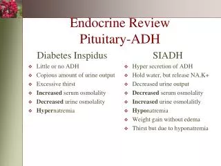 Endocrine Review Pituitary-ADH