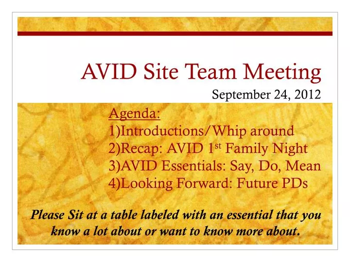 avid site team meeting