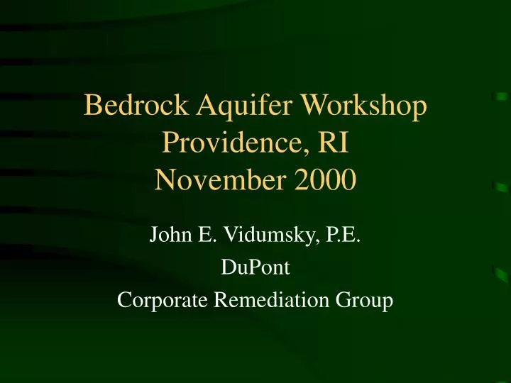bedrock aquifer workshop providence ri november 2000