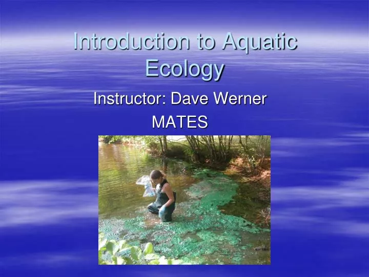 introduction to aquatic ecology