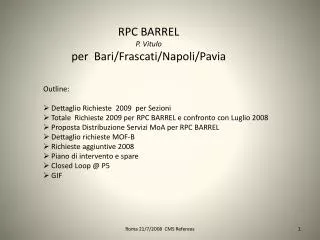 RPC BARREL P. Vitulo per Bari/Frascati/Napoli/Pavia