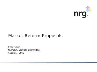 Market Reform Proposals