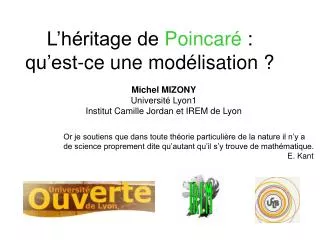 l h ritage de poincar qu est ce une mod lisation