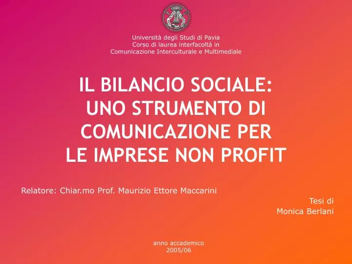 il bilancio sociale uno strumento di comunicazione per le imprese non profit