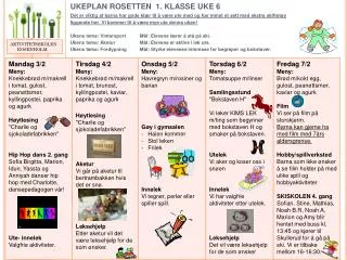 ukeplan rosetten 1 klasse uke 6