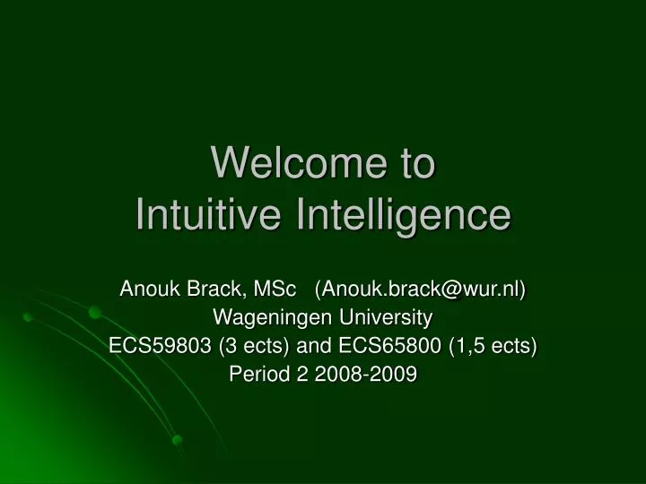 welcome to intuitive intelligence