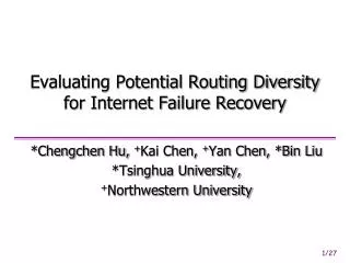 evaluating potential routing diversity for internet failure recovery