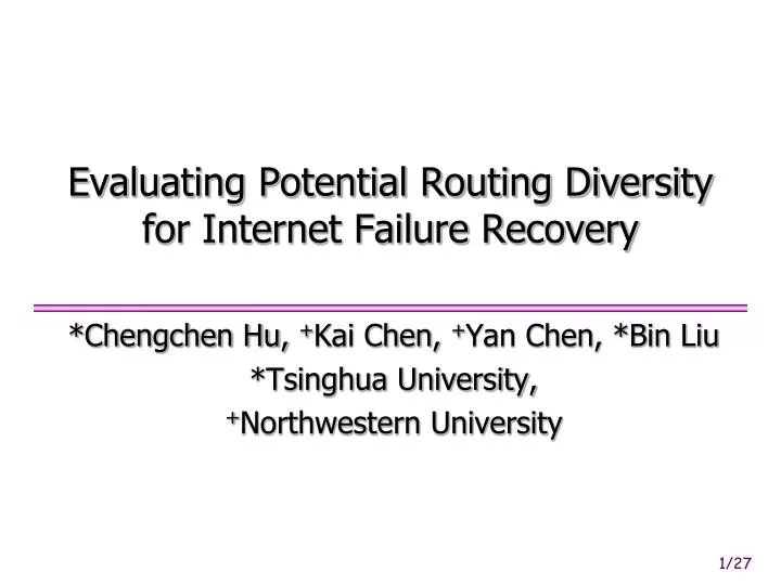 evaluating potential routing diversity for internet failure recovery