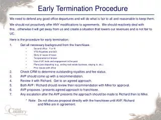 Early Termination Procedure