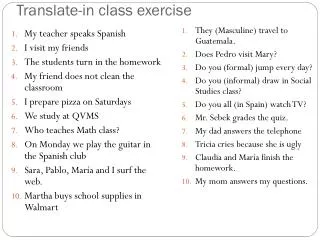 Translate-in class exercise