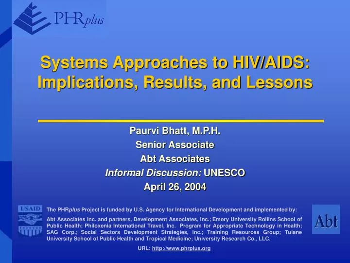systems approaches to hiv aids implications results and lessons