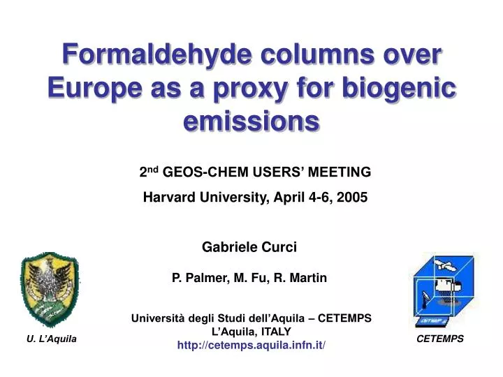 formaldehyde columns over europe as a proxy for biogenic emissions