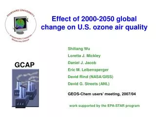Effect of 2000-2050 global change on U.S. ozone air quality