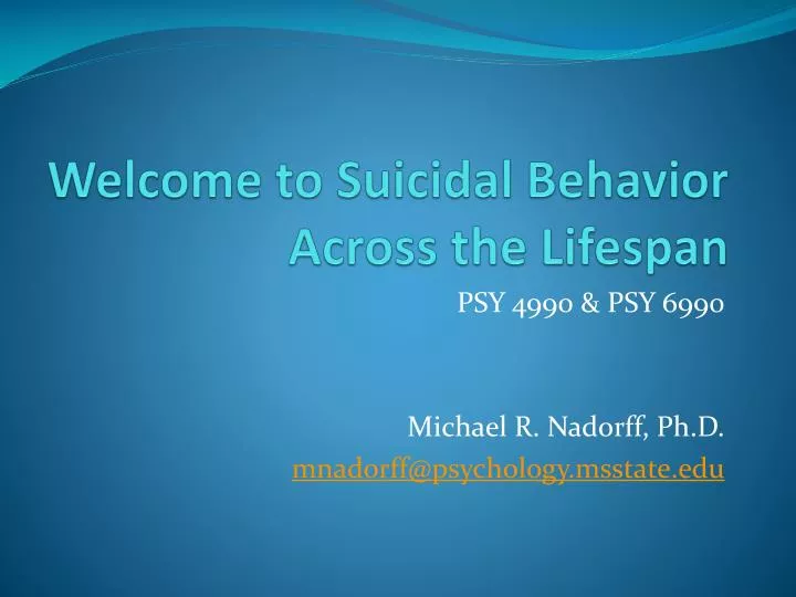 welcome to suicidal behavior across the lifespan