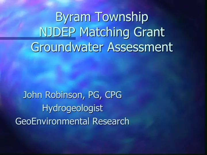 byram township njdep matching grant groundwater assessment