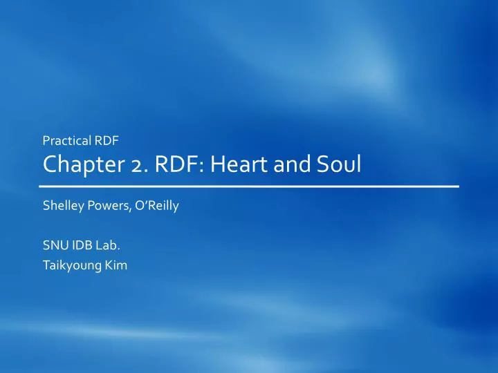 practical rdf chapter 2 rdf heart and soul