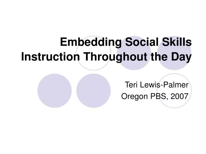 embedding social skills instruction throughout the day