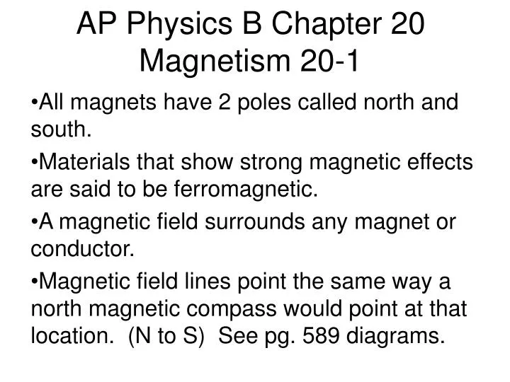 ap physics b chapter 20 magnetism 20 1